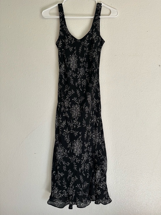 Ann Taylor Dresses & Skirts - Ann Taylor Black Maxi Slip Dress with White Floral Print